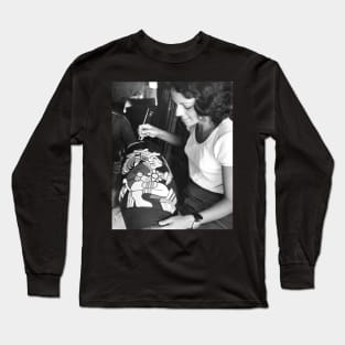 Vintage Photo of Woman Painting Pottery Long Sleeve T-Shirt